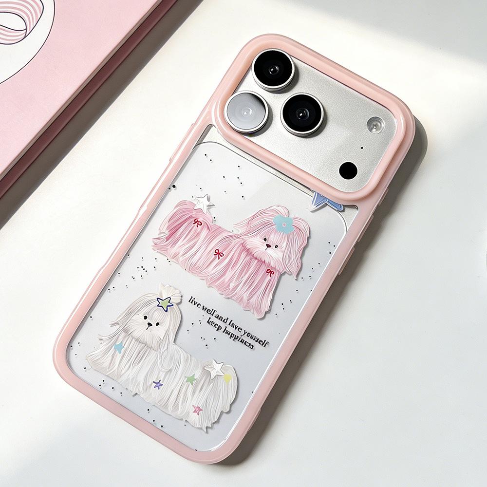 

White Puppy Transparent Drop-proof Phone Case for iPhone 16/15 Pro Max iPhone 12 Pro