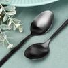4x Schwarze Cocktail-Löffel Lange Dessert-Löffel für Eis Kaffee-Löffel Set