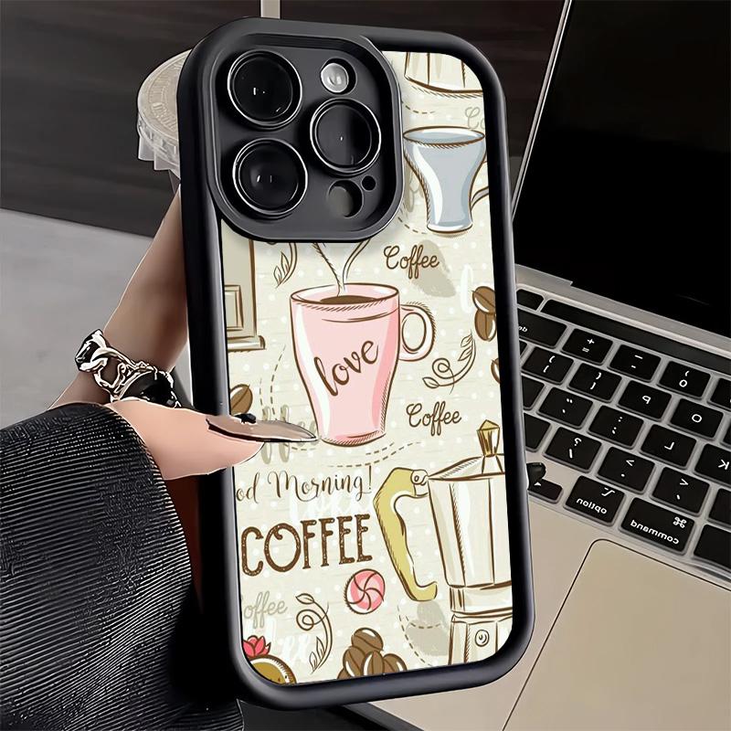 Phone Case for iPhone 17 Air 16E 15 16 Pro Max Black Coffee Fashion Style Cover 14 Plus 13 12 Mini Soft Shell Silicone Fundas