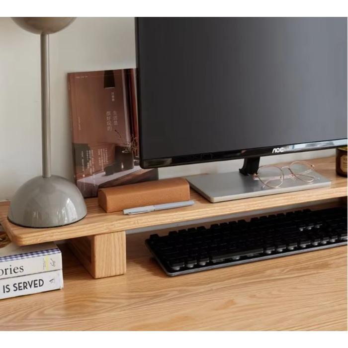 Wooden Monitor Stand Riser Computer Stands Solid Wood Desktop Organizer Rack for Computer Laptop PC TV