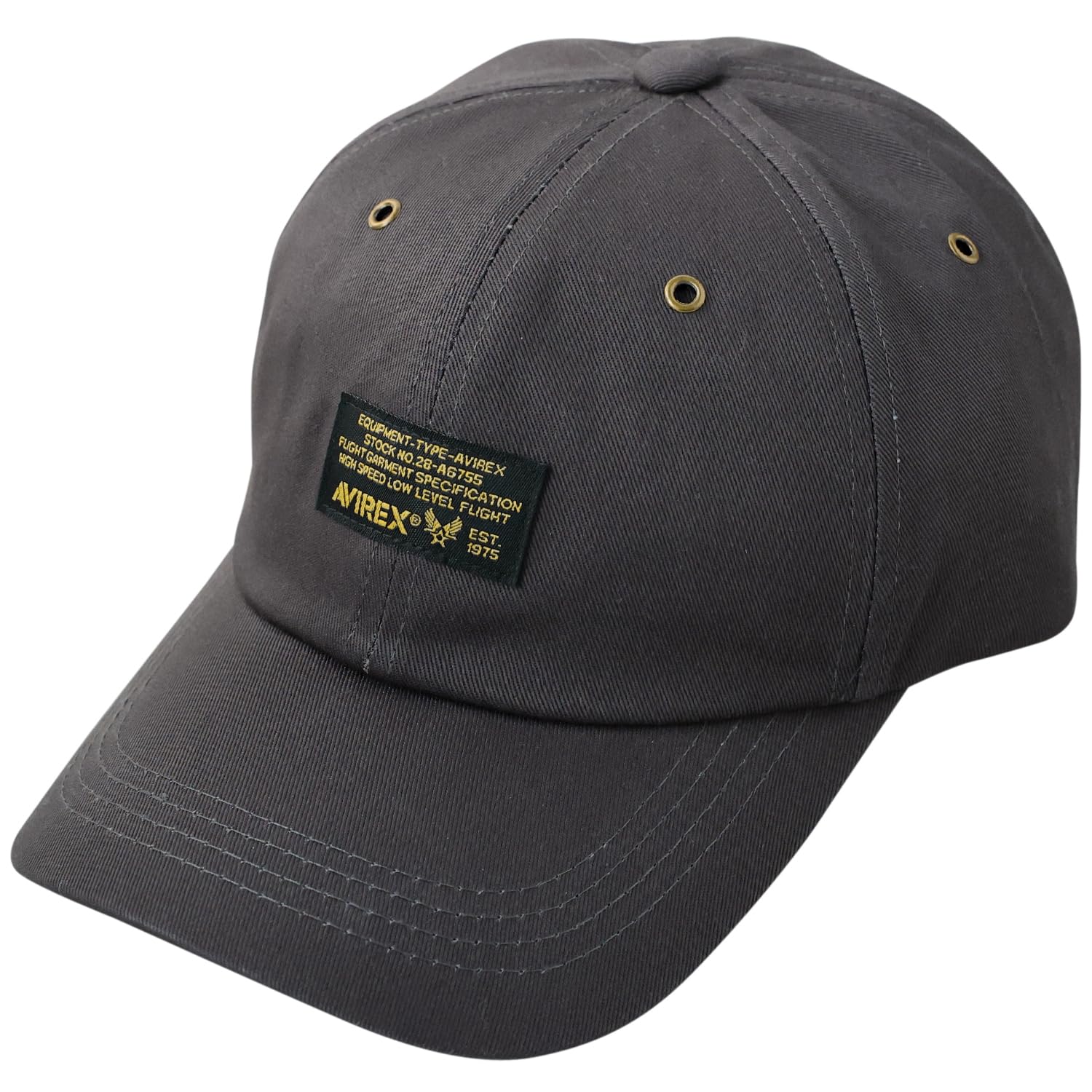 

AVIREX Military Tag Baseball Cap One Men s 6-Panel (JP, Alphabet, Size, Charcoal)