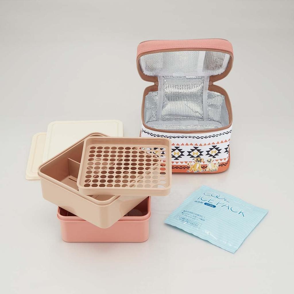 Skater Picnic Bento Box with Insulated Bag and Ice Disney Lion King Made In 2240ml Pack, Design, Japan, (KCPC2)
