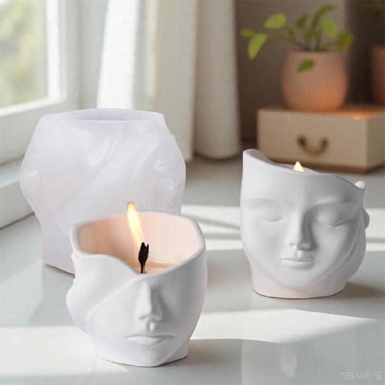 Artistic Face Shape Silicone Mold Planter Molds Resin Casting Molds Crafting Accessories for Home Gardening Projects