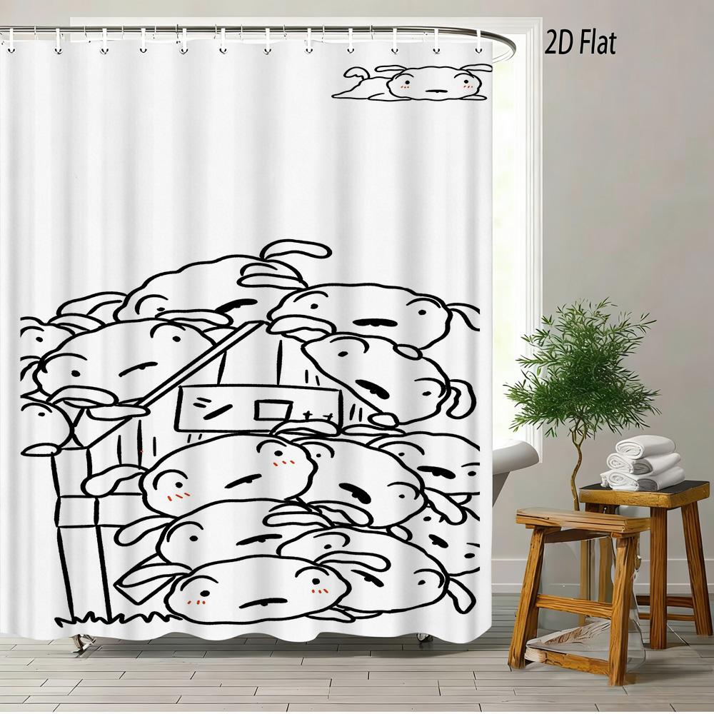 Crayon Shin-Chan The Movie Super Power Battle 2D Print Waterproof Shower Curtain, Yellow Bathroom Decor With Hooks