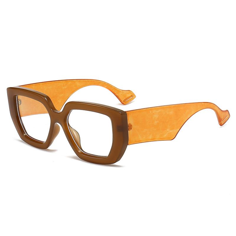 Trendy Thick Frame Oversized Square Glasses Women Men Colorful Wide Legs Eyewear Frame Female Green Optical Transparent Lens