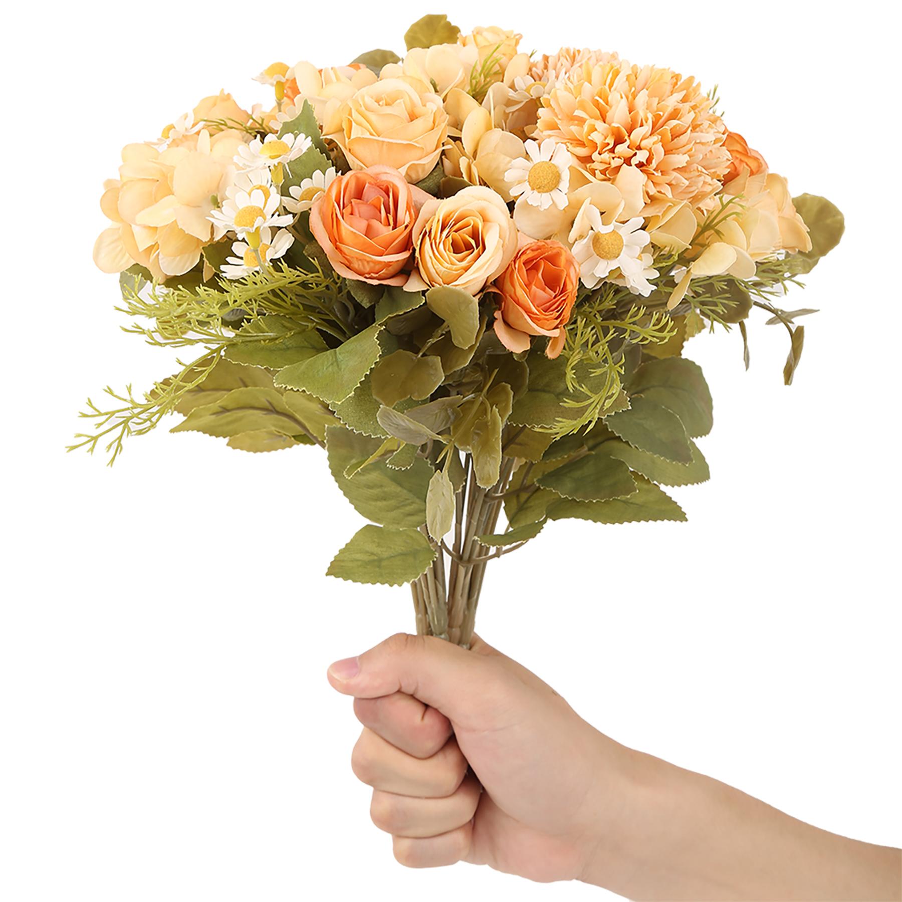 

4 шт. винтажные поддельные гортензии розы искусственный шелк ромашки букет осенние украшения для кухни дома сада стол центральные украшения декор шампанского