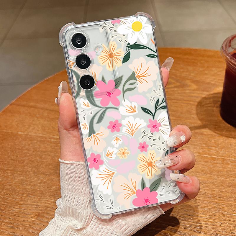 

Colorful Flower Pattern Phone Case For Samsung Galaxy A57 A37 A17 A56 A16 A55 A36 A26 A15 A35 A54 A53 Clear Shockproof TPU Cover Galaxy A14