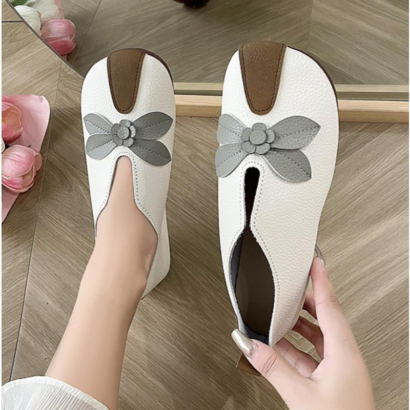 New Sprinng Autumn Barefoot Leather Ballerina Mary Jean Women with Flat Soft Sole Walking Light Non-slip Loafers Leather Shoes