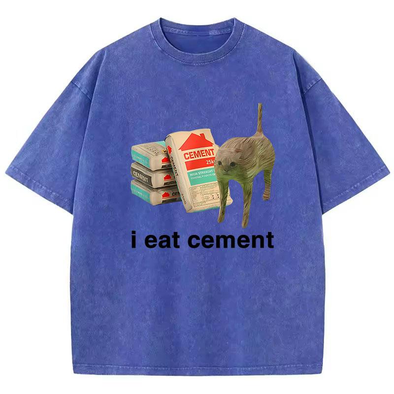 Retro T-shirt Vintage Płukana Bawełna T-shirt Jem Cement Książka Kot Graficzny T-shirt Casual Streetwear Wiosna Lato