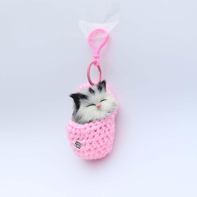 Adorable Plush Cat Keychain For Kids With Realistic Sound And Soft Touch