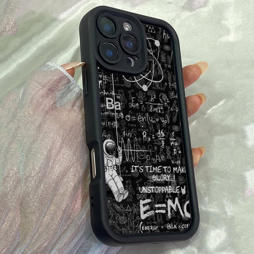 JT200 Cute Astronaut Mathematics for iPhone 17 16 15 14 Pro Max Samsung S26 S25 Ultra A17 A16 A07 A56 Xiaomi 15T Redmi 15c 14C Note 13 Soft TPU Case
