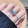 Blue Zircon Enamel Oil Dripping Butterfly Open Ring Light Luxury High-End Individual Cold Wind Fashion Ring