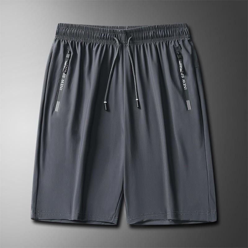 Men's Summer Ice Silk Quick-Dry Elastic Fitness Shorts - Loose, Casual, and Plus Size Available