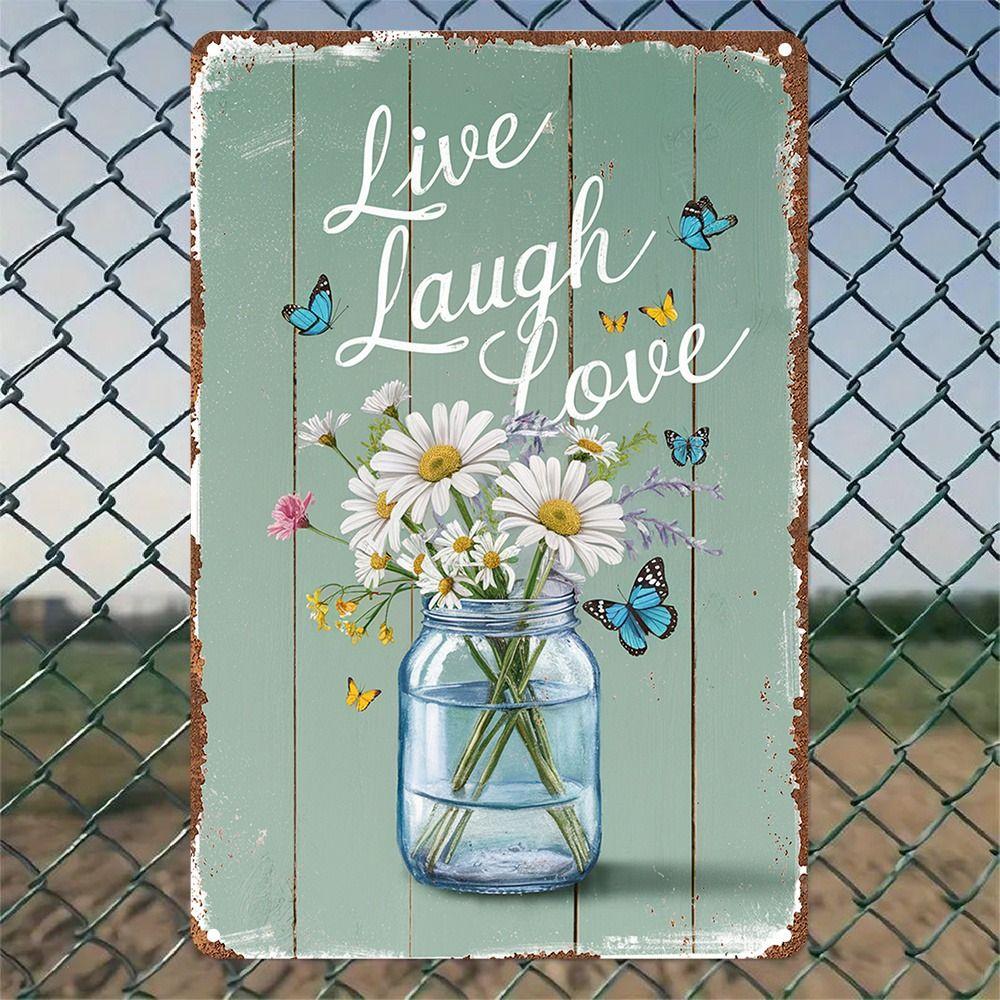 Vintage Metal Flower Wall Art Poster, 20x30cm Decorative Home Garden Sign