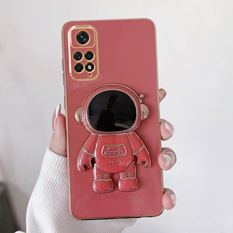 Note11s Astronautenhalter Beschichtungshülle Für Xiaomi Redmi Note 11 pro 4g 5g 11s 10s 9 10 9s 8 7 11pro plus Silikon Ständerhülle Redmi 9a black