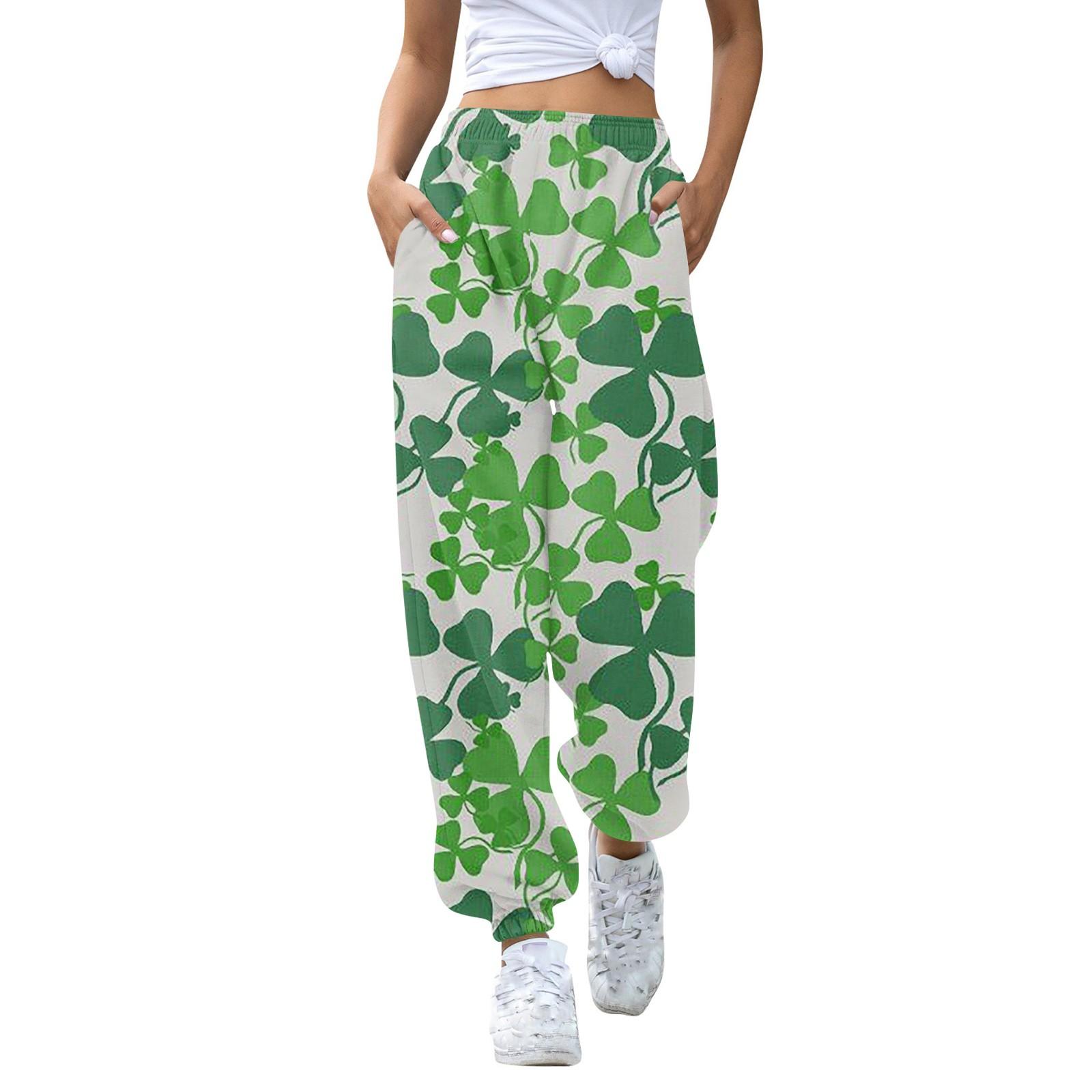 

Жіноча мода Спорт St. Повсякденні спортивні штани з кишеньковими шнурками до Дня Патрика XL