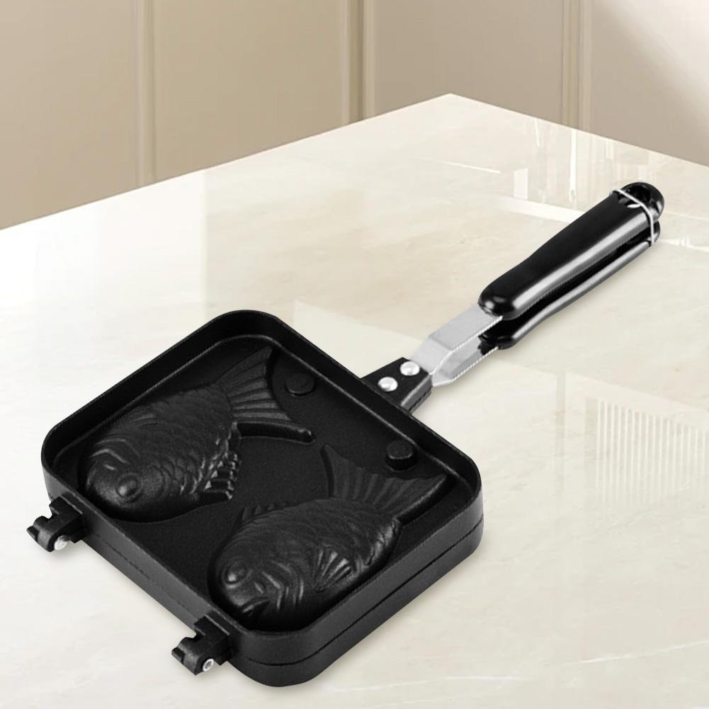 Double Fish Shaped Taiyaki Dessert Waffle Cake Maker Pan Non Stick Fry Pan Waffle Molds Aluminum Alloy Taiyaki Double Baking Pan