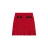 Knitted Plain Color Bow Pocket High Waist A-Line Skirt Spring Autumn Winter Bodycon Mini Skirt Casual Women Skirts Burgundy SWF351M02300