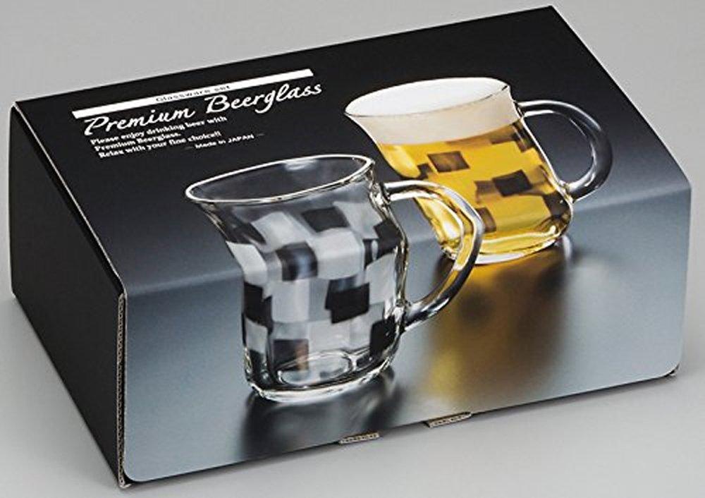 ADERIA Beer Glasses, 310ml, Creates Creamy Foam, Foam-Making Mug, Monochrome Pair Set, Made in Japan, S-6117