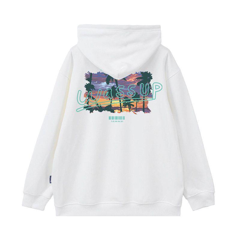 Wassup Heods Heavyweight Sweatshirt for Men, Spring and Autumn Style, Hooded Trendy Brand Oversize Men's Jacket, American Style Top