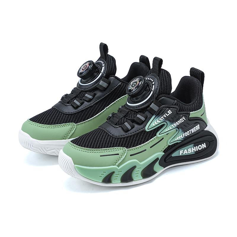 Spring and Autumn Boys' Rotating Button Lightweight and Comfortable Sports Shoes with Breathable Mesh for Children