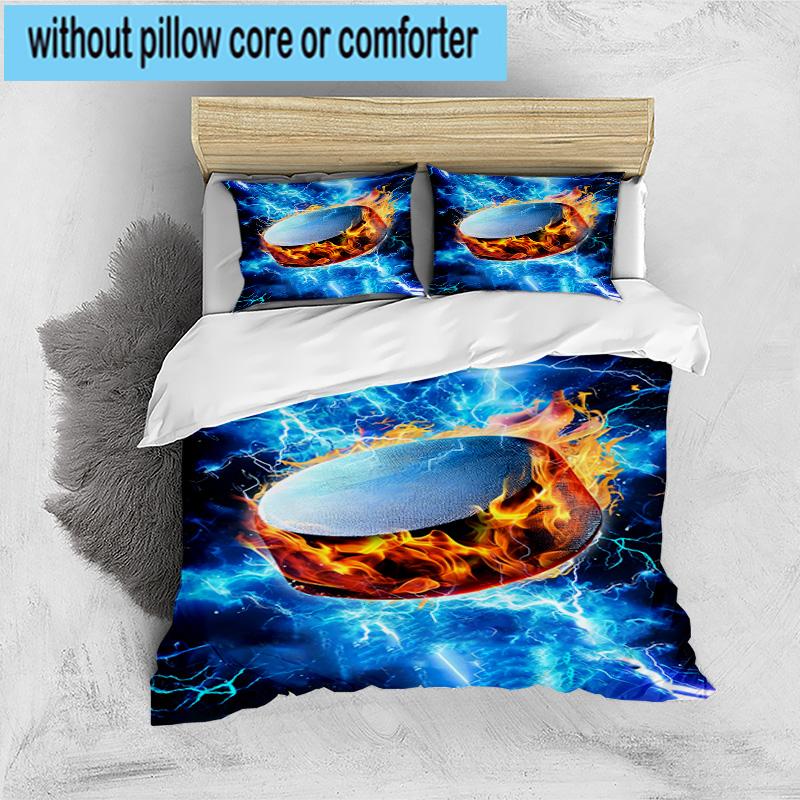 3PCS Flaming Football Artwork 3pcs Bedding,Including 3PCS Duvet Cover And 2pcs Pillowcases Perfect for Christmas,Ideal for Bedroom, Dormitory