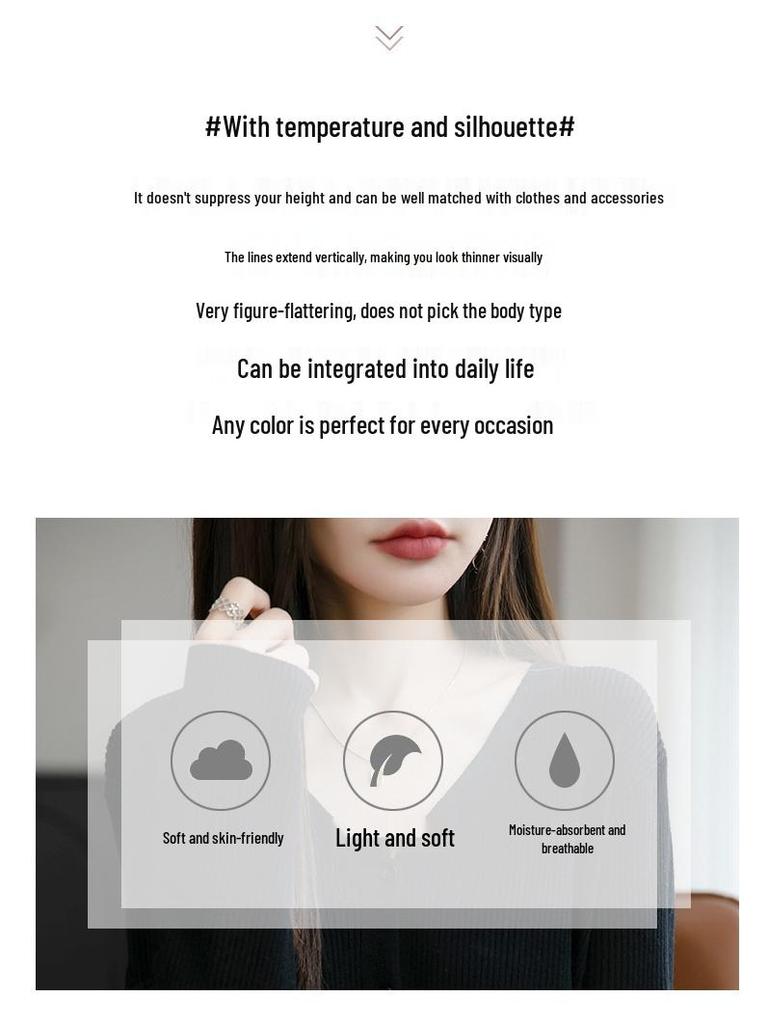 Women's V-Neck Knit Cardigan - Long Sleeve, Slim Fit Autumn Sweater