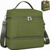 Large Capacity Dual Compartment Insulated Lunch Bag Waterproof Leakproof Handheld Crossbody Office Picnic Men Women