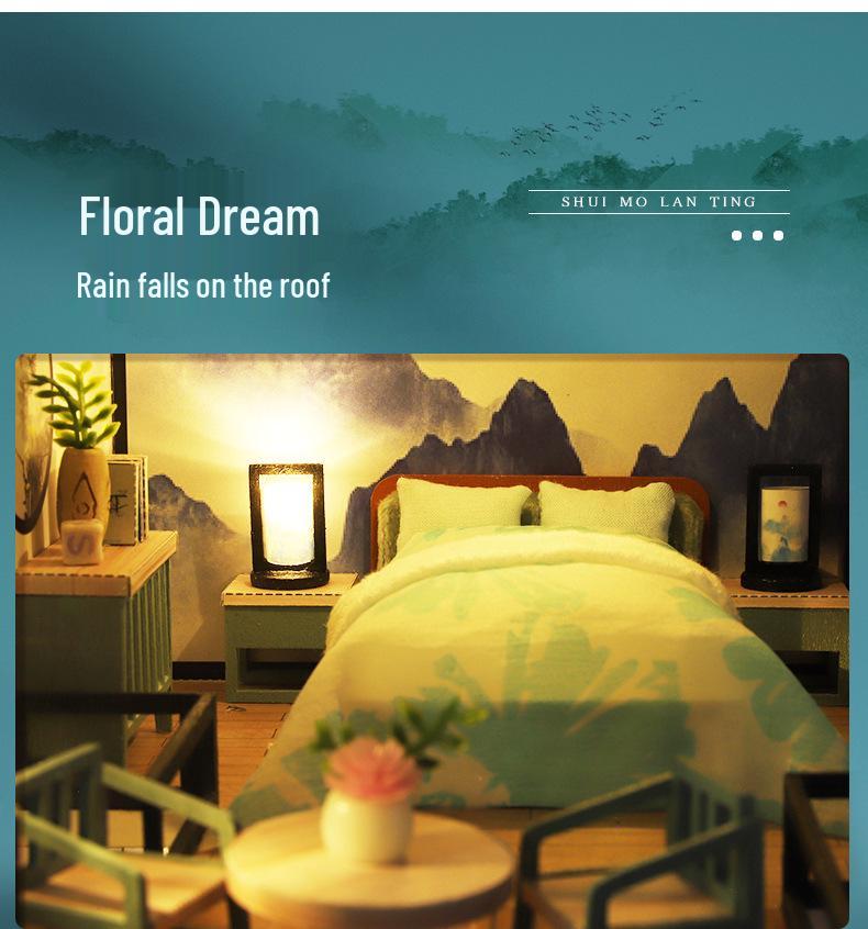 Jiate DIY Ink Lan Pavilion Creative Art House Model Toy Gift