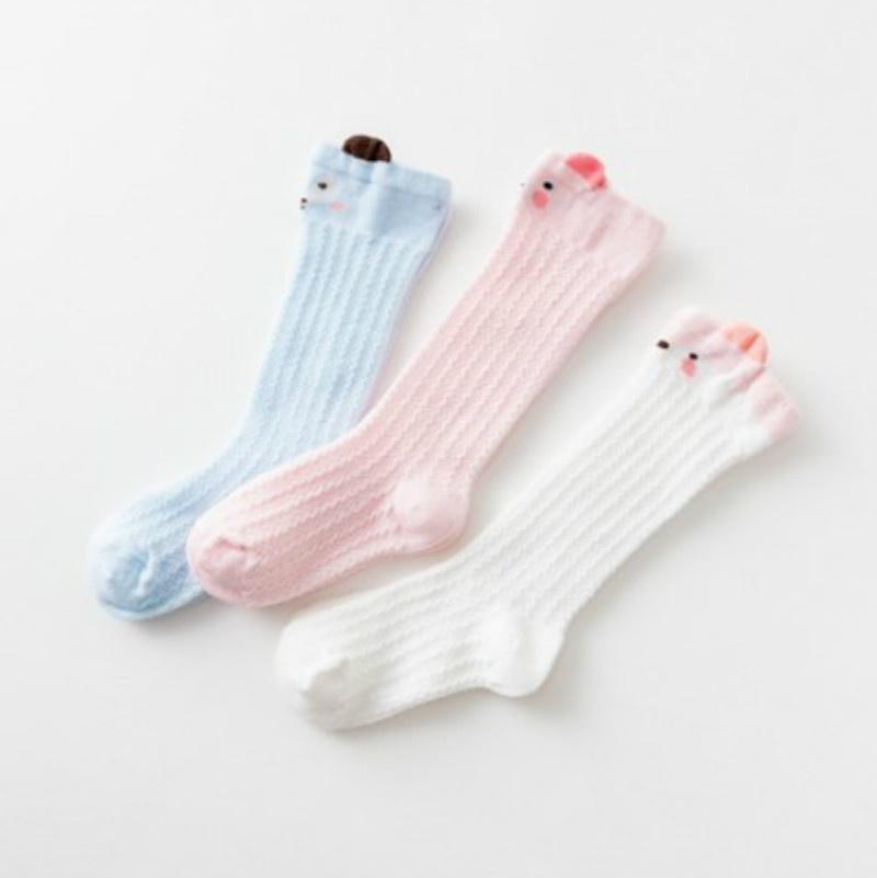 5 Pairs Summer Mesh Baby Stockings Thin Socks Mosquito Proof Cotton Baby High Stockings
