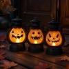 Durable Plastic Lamp Halloween Pumpkin Lantern, Flickering LED Lamp, Vintage Handheld Spooky Night Decor Oil for Tabletop Indoor Outdoor Party
