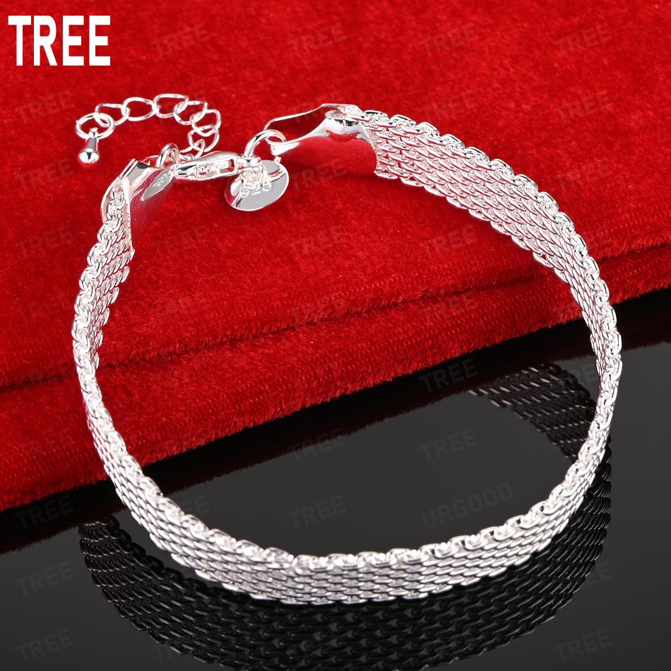925 Sterling Silver 10mm Exquisite Woven Fishing Net Bracelet - Beautiful Gift Jewelry 20cm