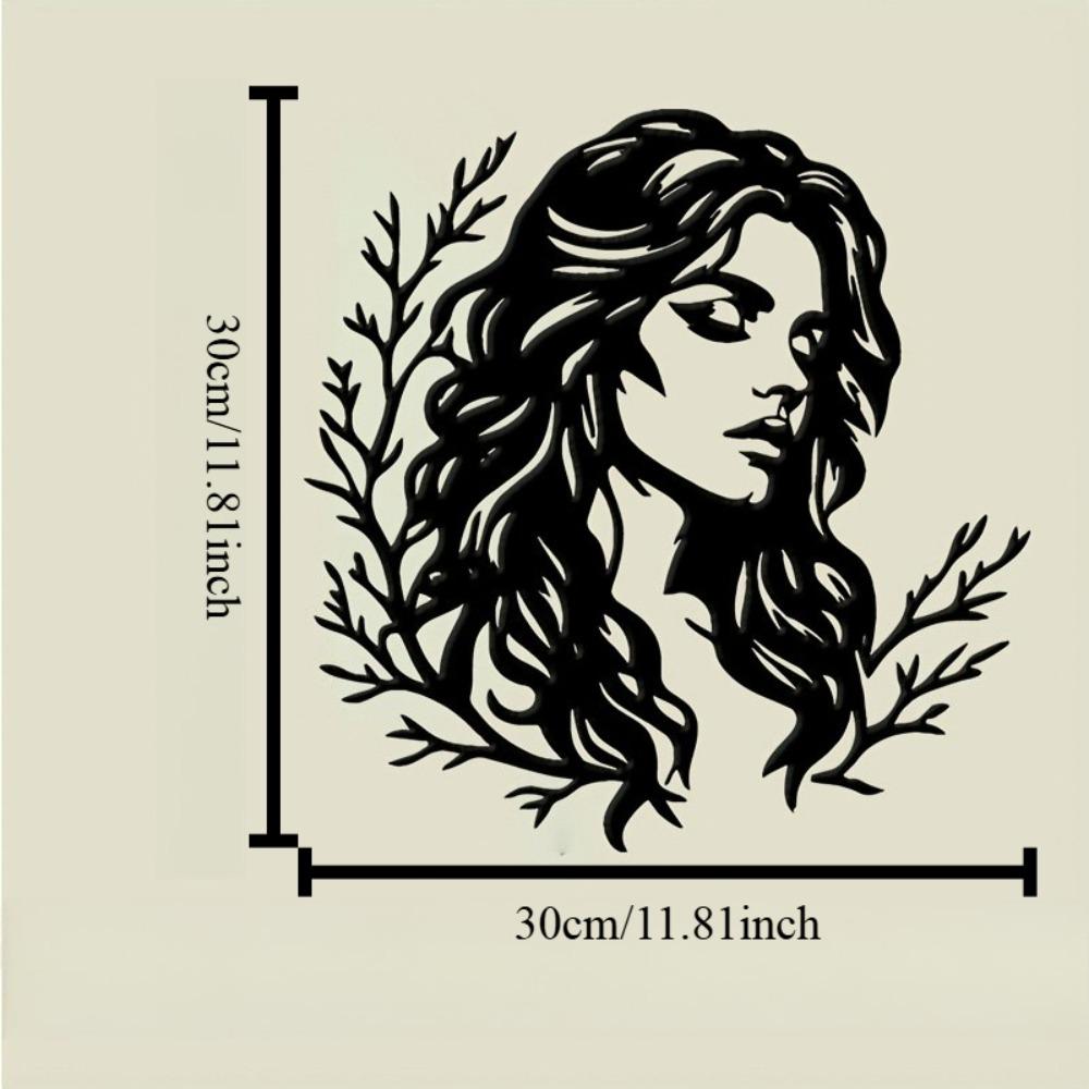 

Metal Wall Art Woman Long Hair Line Art Design Thanksgiving Mother Day Anniversary Gift Coffee Shop Bedroom Nature Decor 12in