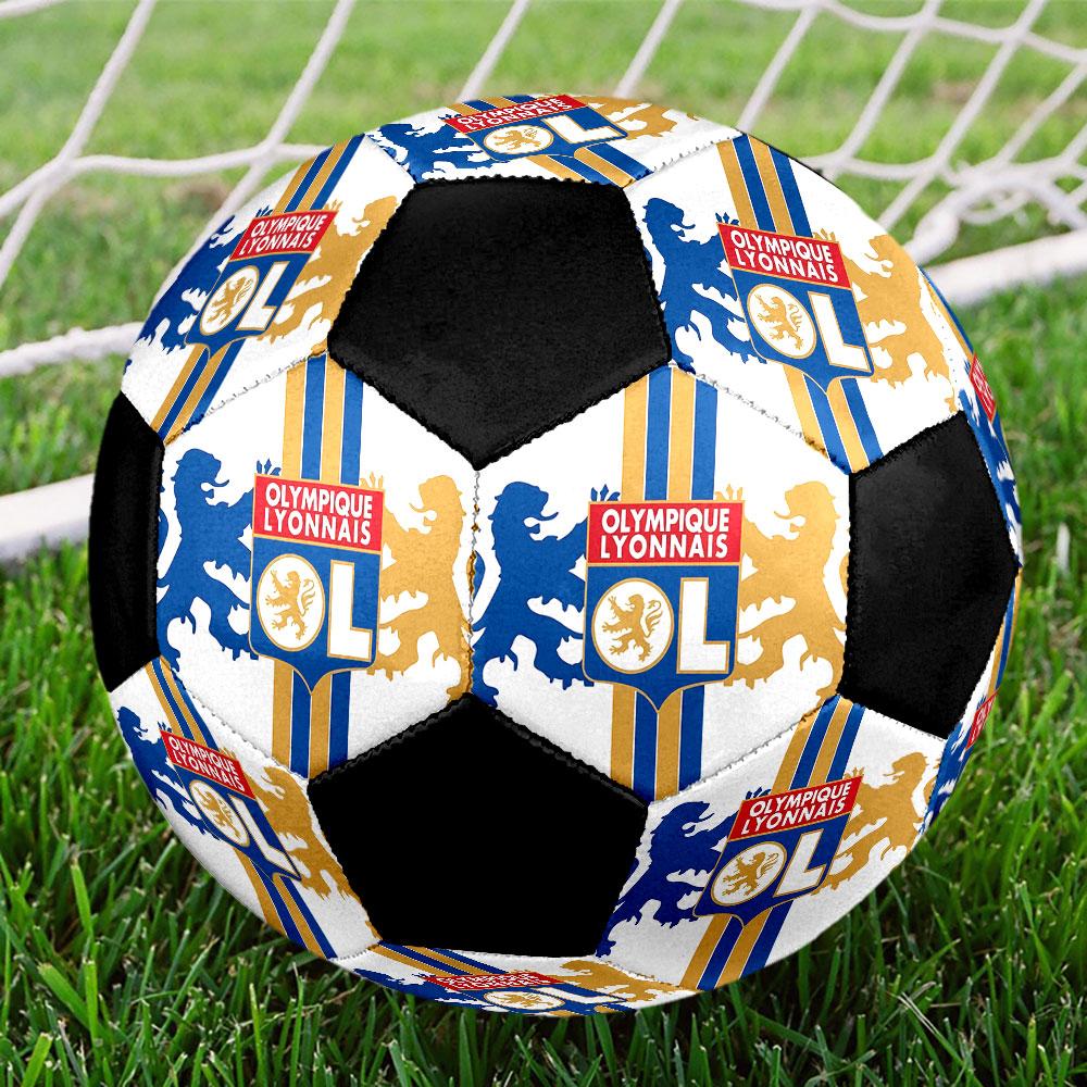Pallone da Calcio Olympique Lyon Taglia 5 Colorato Cucito a Macchina PVC Pronto per la Competizione Resistente Alta Rimbalzabilità