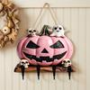 Pink Halloween Wooden Hanging Sign Cute Ghost Black Cat Wall Decoration Hook Holiday Ritual Sense
