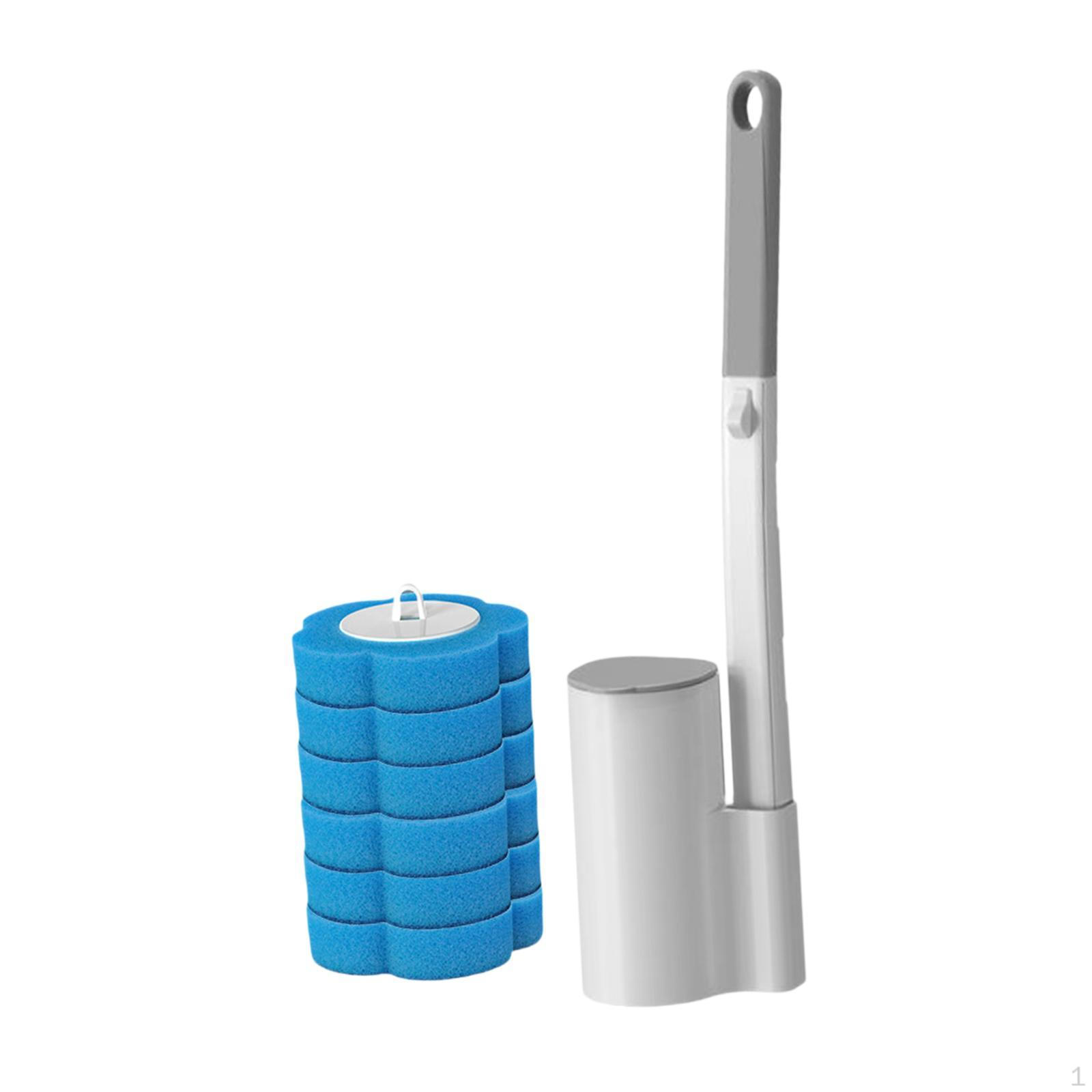 

1 Toilet Brush Refills Holder Kit Bathroom Accessories Wall Mounted No Drill Long Handle Scrubber синій