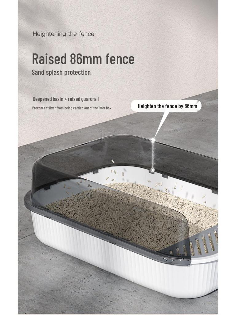 Extra Large Anti-Splash Cat Litter Box with Free Scoop