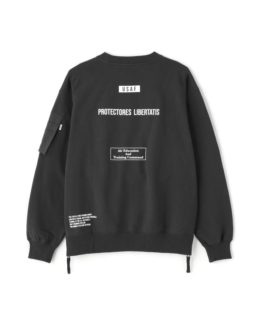 BAGGY FIT POCKET CREW NECK Fit Military Pocket Crew Neck Sweatshirt XL 410 Charcoal [Avirex] MIL. SWEAT/Baggy / 783-4132006 Men's