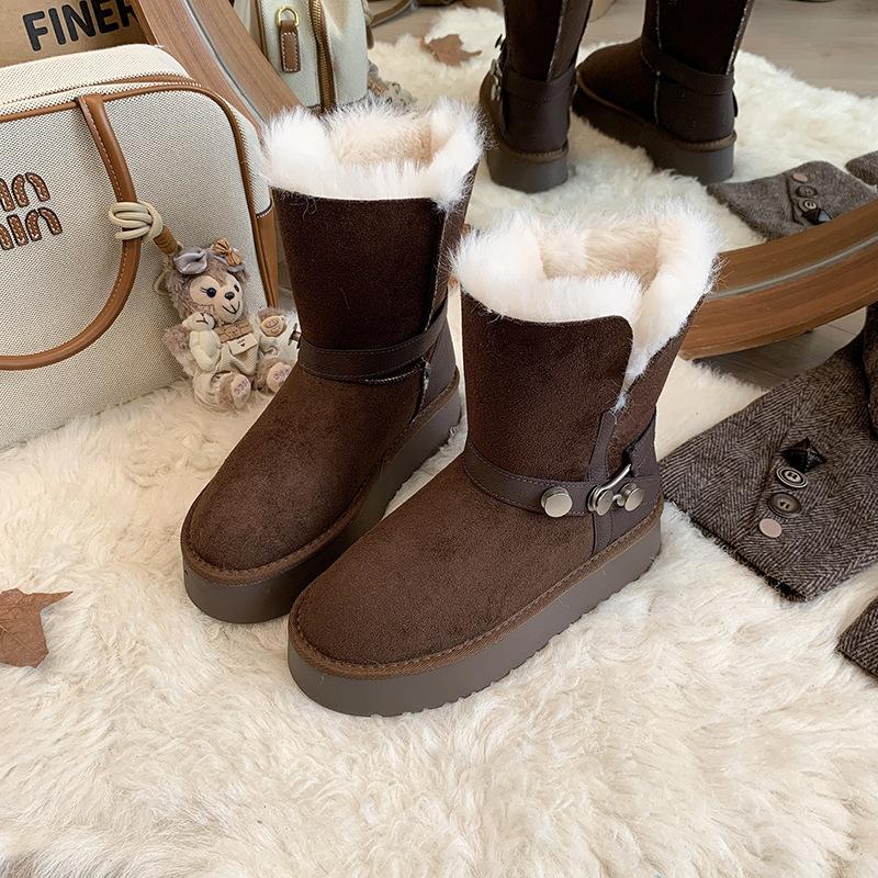 Women s Soft Elastic Winter Warm Cold Padded Snow Boots Thick-soled Non-slip Wear-resistant Outdoor Leisure Sports Cotton Boots 35 коричневый 5240₽