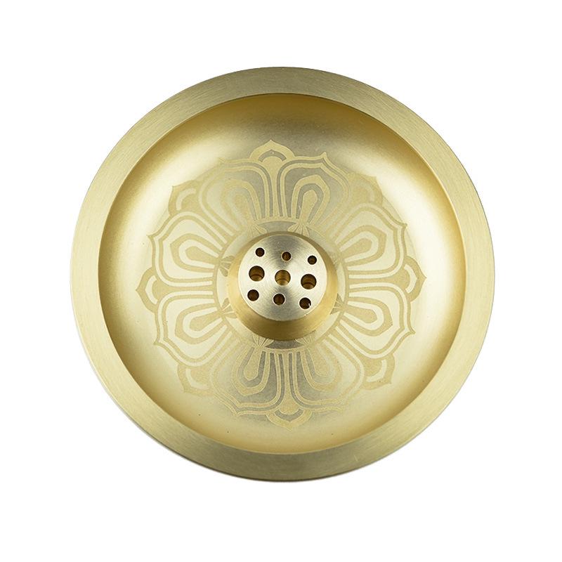Large Hole Brass Lotus Incense Holder Tray