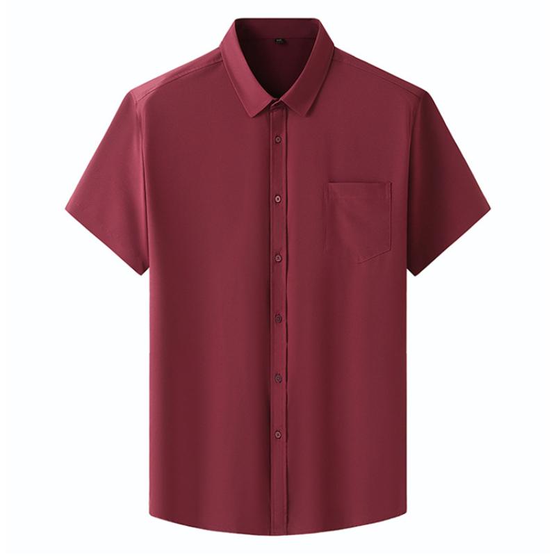 

Men Shirt Plus Size Summer Short Sleeve Business Work Shirt Loose Fit Comfortable Oversized T Shirt designer clothes men 10XL винний