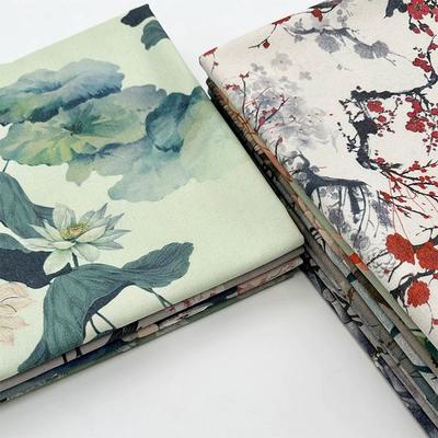 0,5m/1m/2m Tessuto Crittografato Cotone Lino Retro Stile Inchiostro Cinese Per Panno Decorativo Tovaglie Tende Tessuto Fai da Te Fatto a Mano