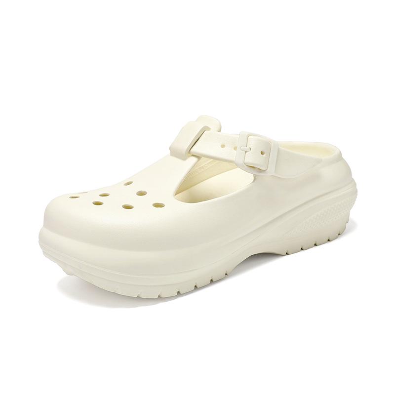 Versatile Women s Plus Size Mary Jane Sandals - Thick-Soled Summer Beach Shoes Size 37 бежевый