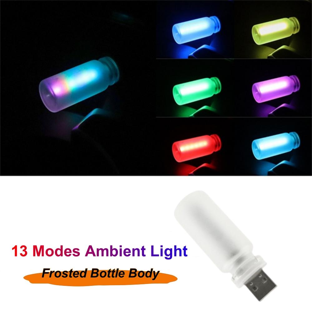 USB Car Lamp Interior Atmosphere Light Retro-Inspired Mood Lamp Glass Bottle Wireless Touch LED Car Interior Lights