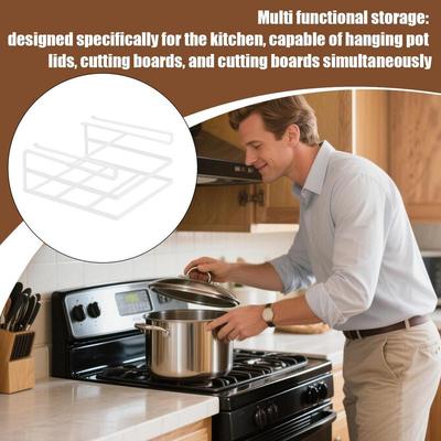 Cutting Board Organizer Pot Lid Storage Chopping Board Holder Metal Kitchen Accessories Under Cabinet Display Stand Space Saving