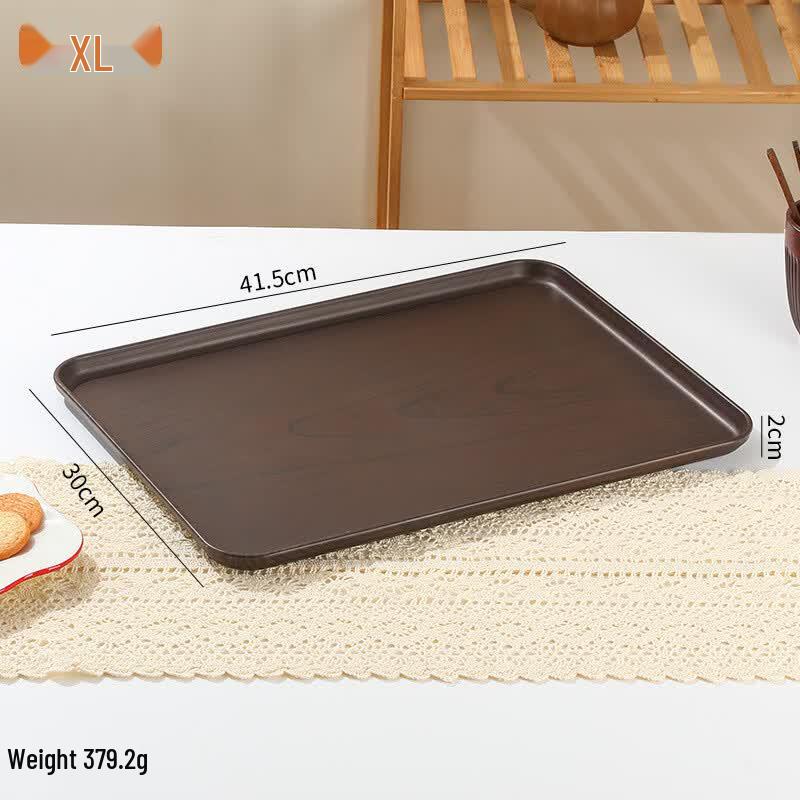 Walnut Imitation Wood Grain Plastic Serving Tray