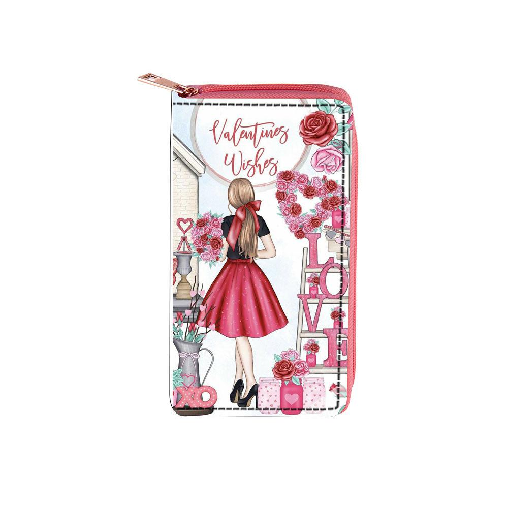 Valentýnská dlouhá peněženka na zip láska peněženka