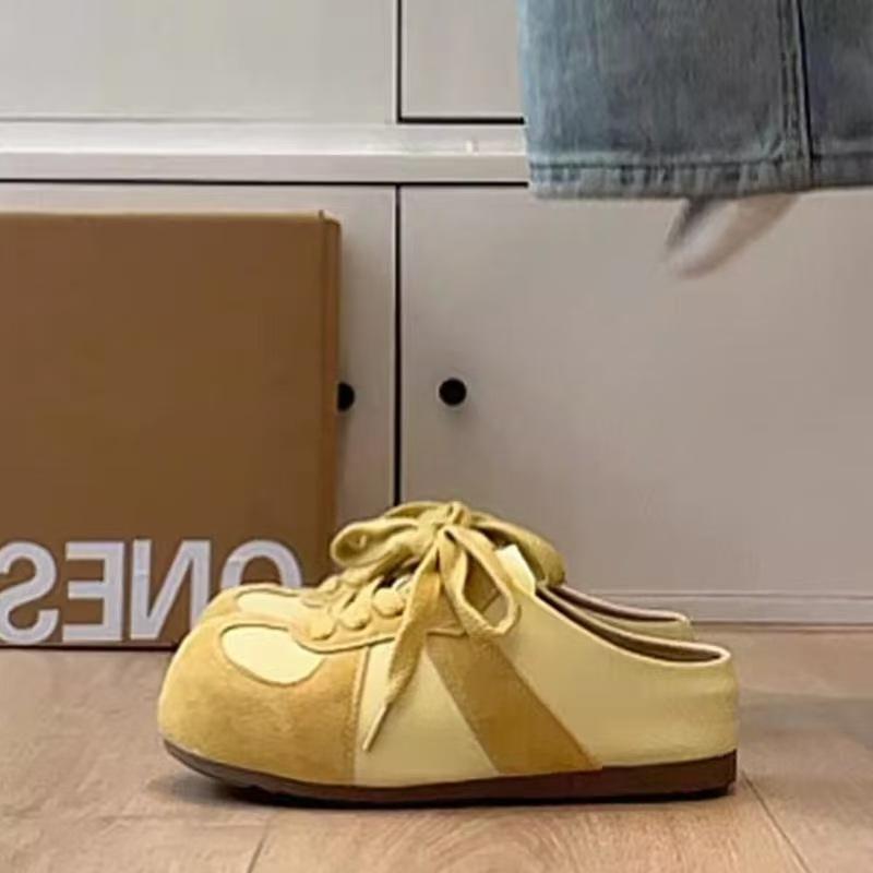 

Ретро сумка голова полутапочки женские для улицы 2025 весна и осень новые туфли-лодочки на платформе без каблука немецкие тренировочные туфли 35