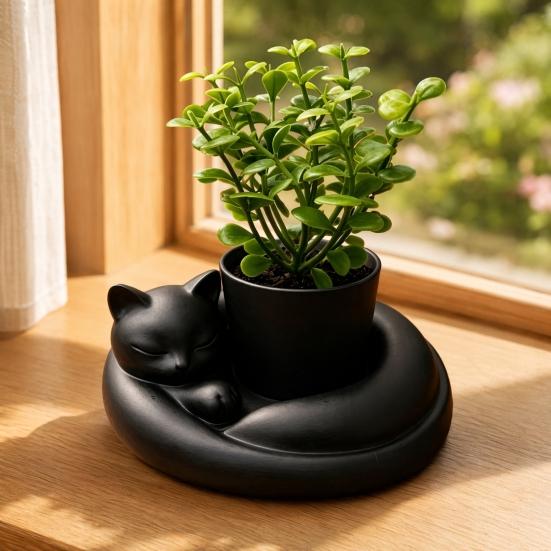Solid Base Tabletop Decor 3D Printed Succulents Planter, Creative Mini Flower Pot with Artistic Sculptural Design, Desktop Plant Small Desk for Office
