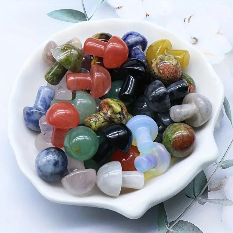 10pcs (Random)Crystal Stone 2CM Mini Mushroom DIY Micro Landscape Forest Garden Flower Pot Decoration Small Mushroom Decoration